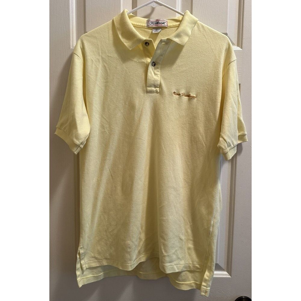 The Titleist Collection Golf Shirt Yellow‎ Large Vintage, Iowa Hawkeyes